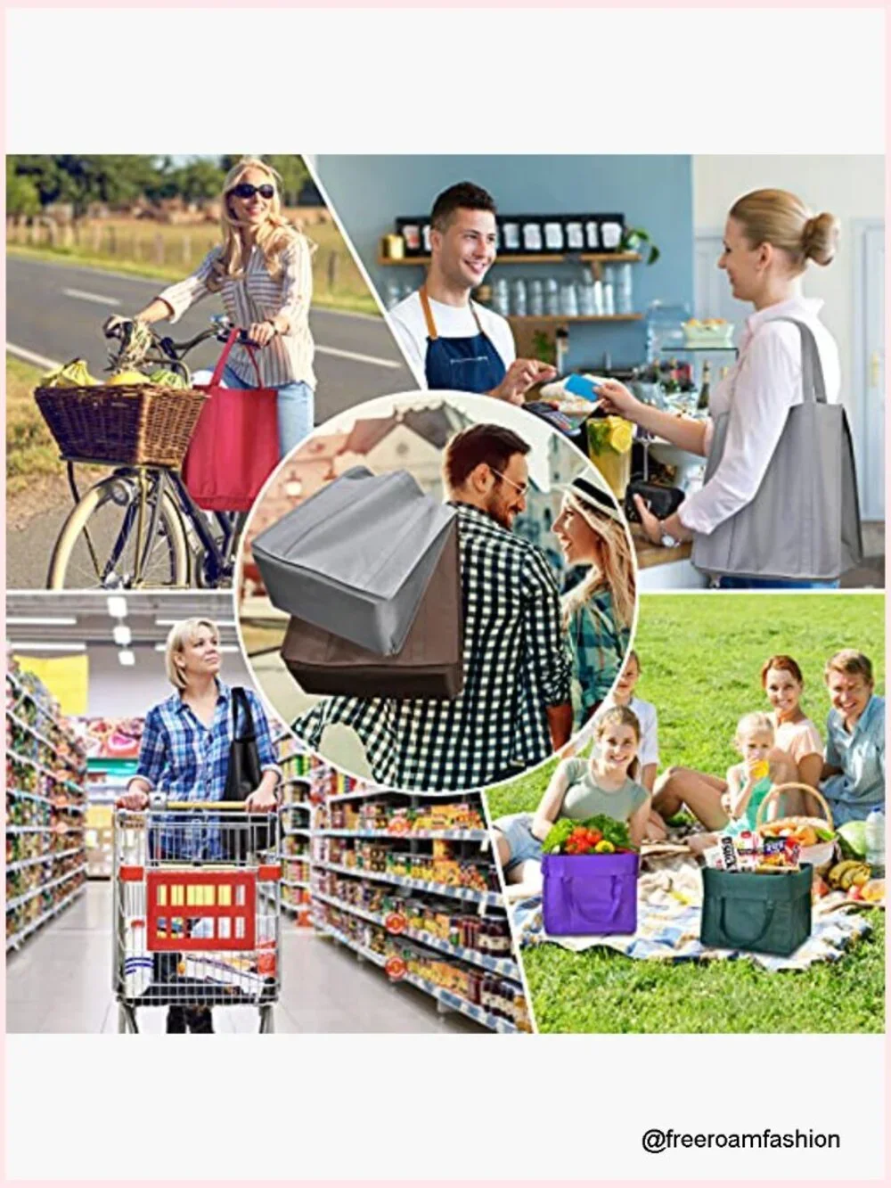 24-Pack Reusable Grocery Bags, Large Washable Foldable Shopping Bags, Heavy